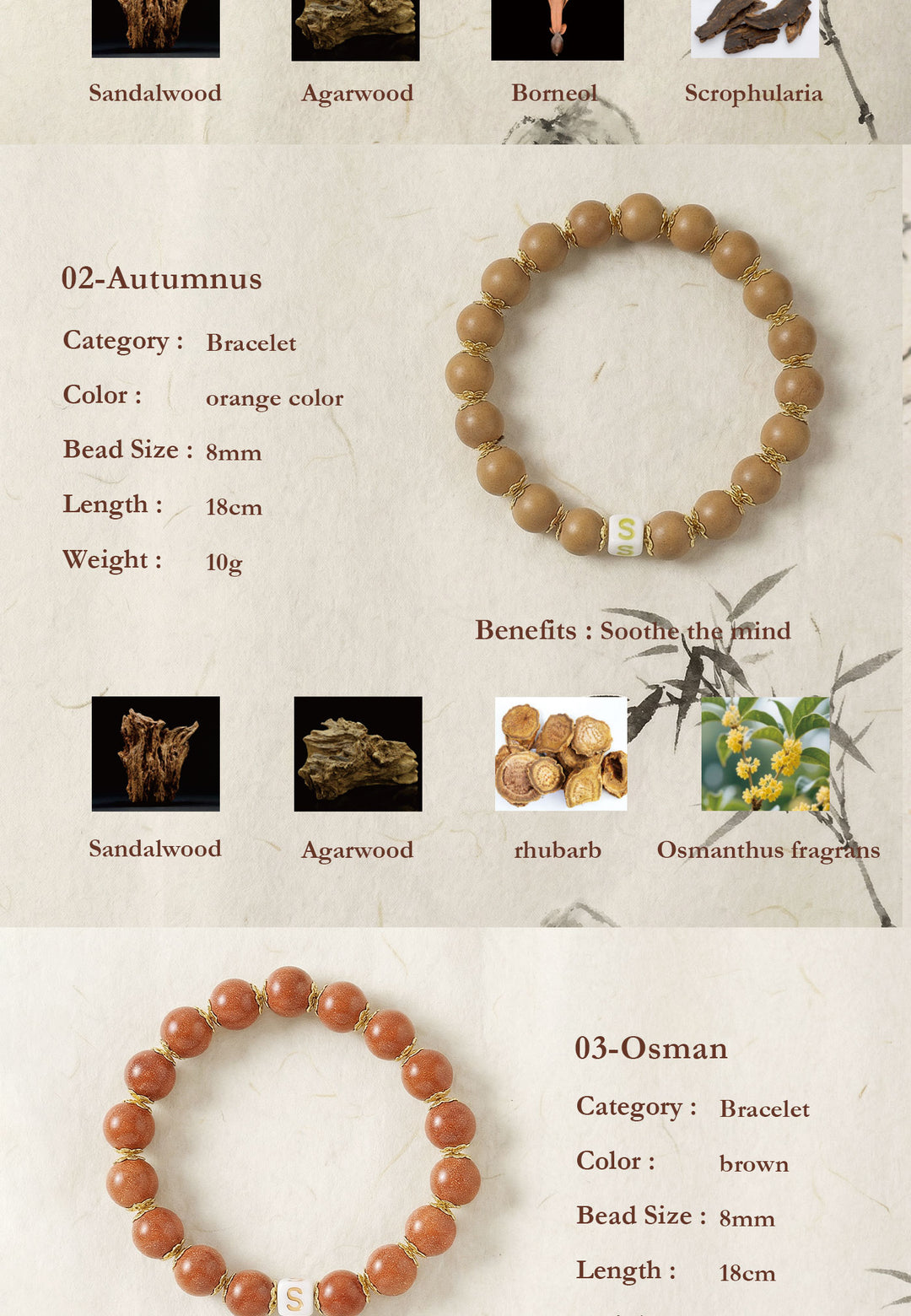Chinese Herbal Bead Bracelet – Lightweight Traditional Wellness Jewelry