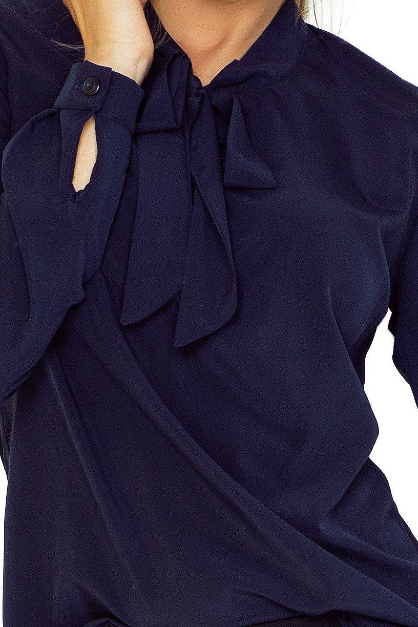 Blouse with bond - navy blue