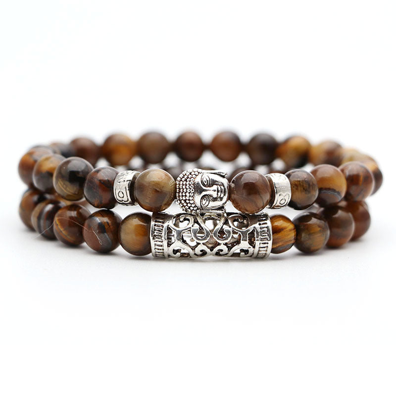Volcanic Stone & Tiger Eye Bracelet Set