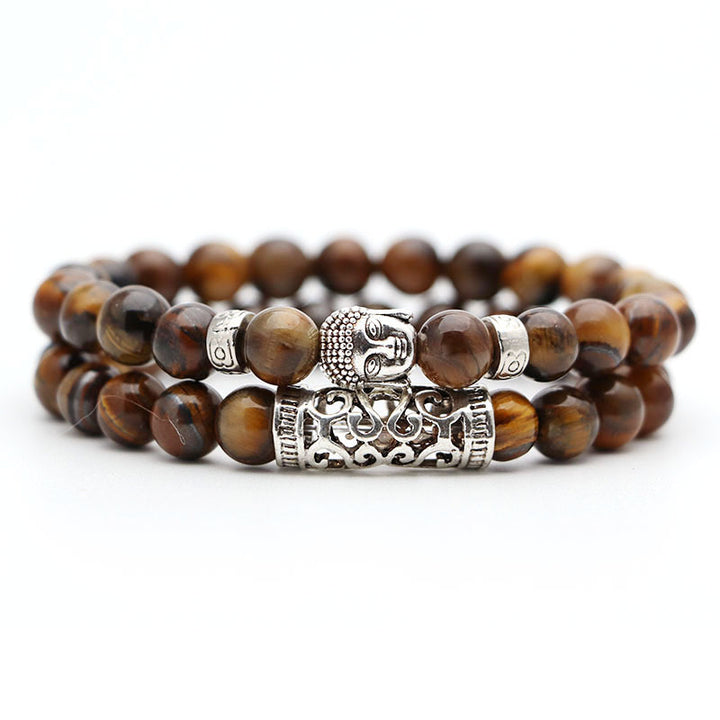 Volcanic Stone & Tiger Eye Bracelet Set