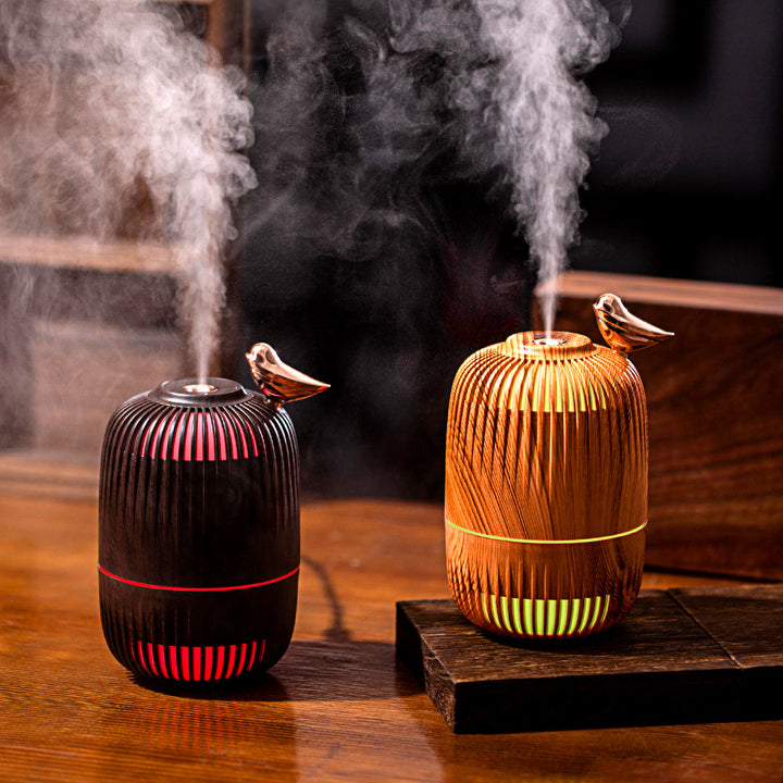 🌿💧 Compact Wood-Grain Humidifier | USB Mist Sprayer for Home & Office ✨