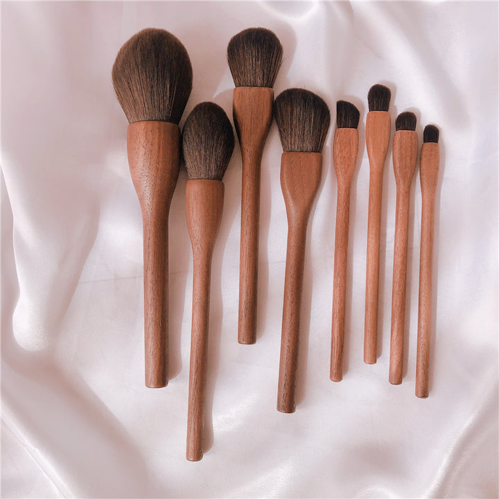 ✨ Wood Handle Makeup Brush Set — Blush, Eyeliner & Foundation Brushes 💄🌿