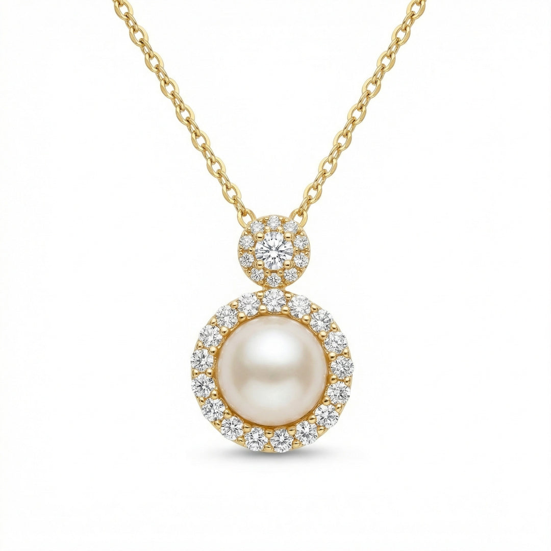 ✨ 925 Sterling Silver Pearl Halo Necklace