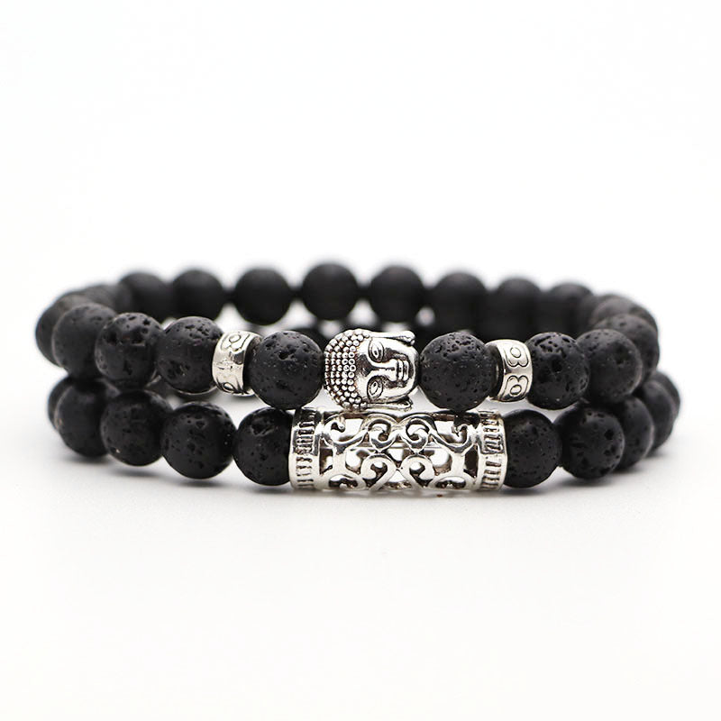 Volcanic Stone & Tiger Eye Bracelet Set