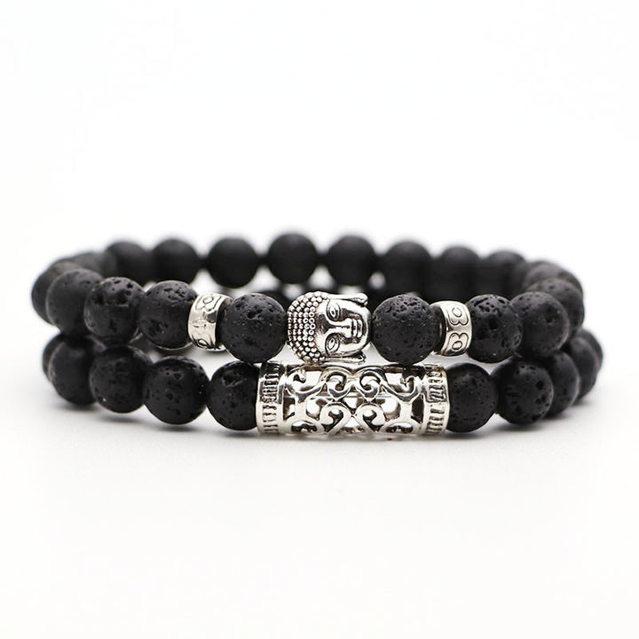 Volcanic Stone & Tiger Eye Bracelet Set