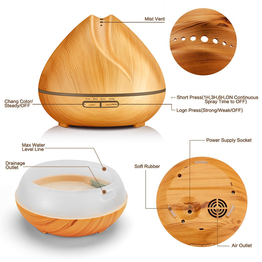 🌿 Wood Grain Aromatherapy Humidifier | USB Air Diffuser for Home Relaxation 🏠✨