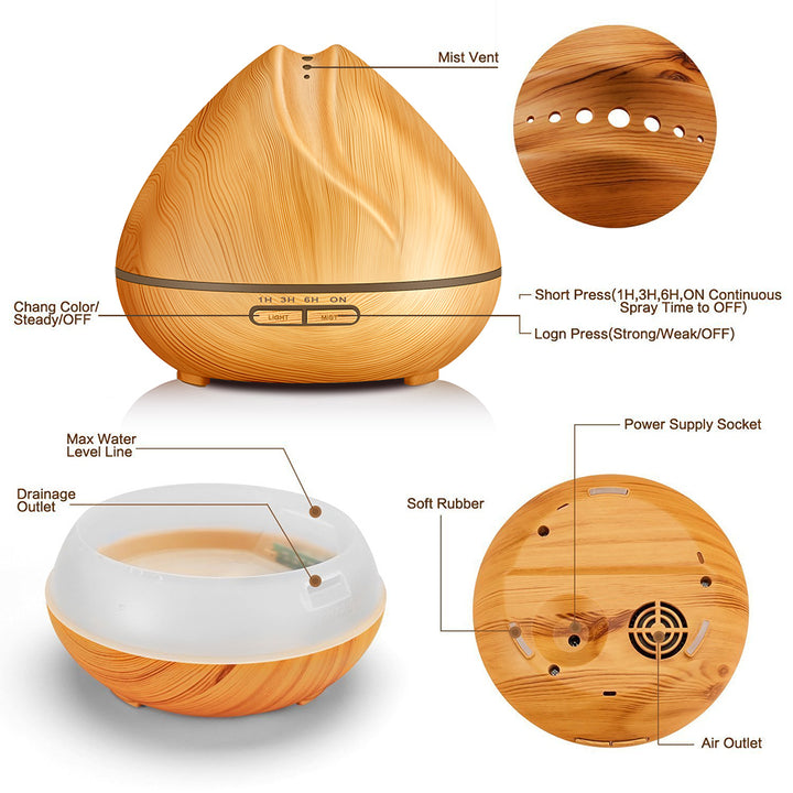 🌿 Wood Grain Aromatherapy Humidifier | USB Air Diffuser for Home Relaxation 🏠✨
