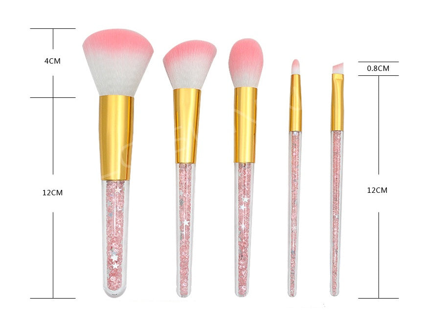✨ 5-Piece Transparent Handle Makeup Brush Set — Beauty Tools Kit 💄