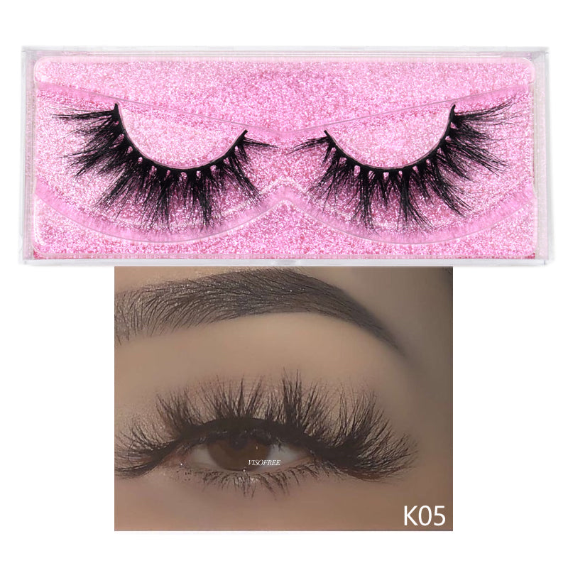 👁️✨ 3D False Eyelashes – Reusable Glam Lash Set with Pink Glitter Box
