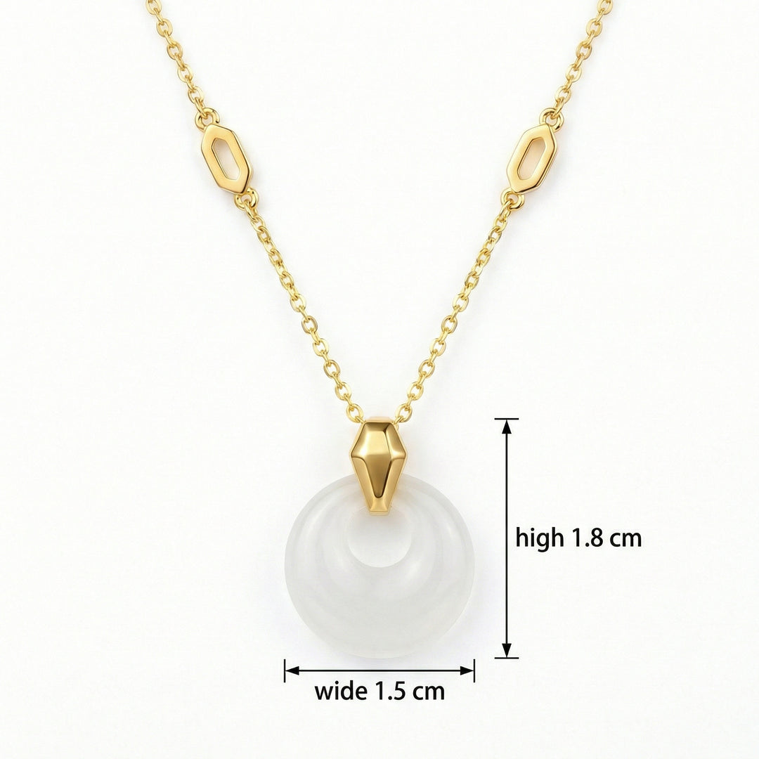 925 Sterling Silver White Stone Circular Pendant Necklace