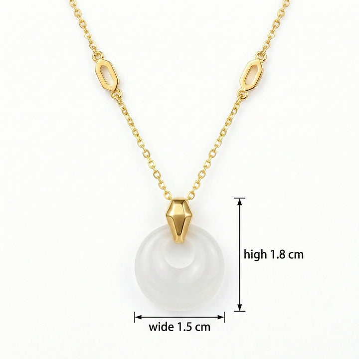 925 Sterling Silver White Stone Circular Pendant Necklace