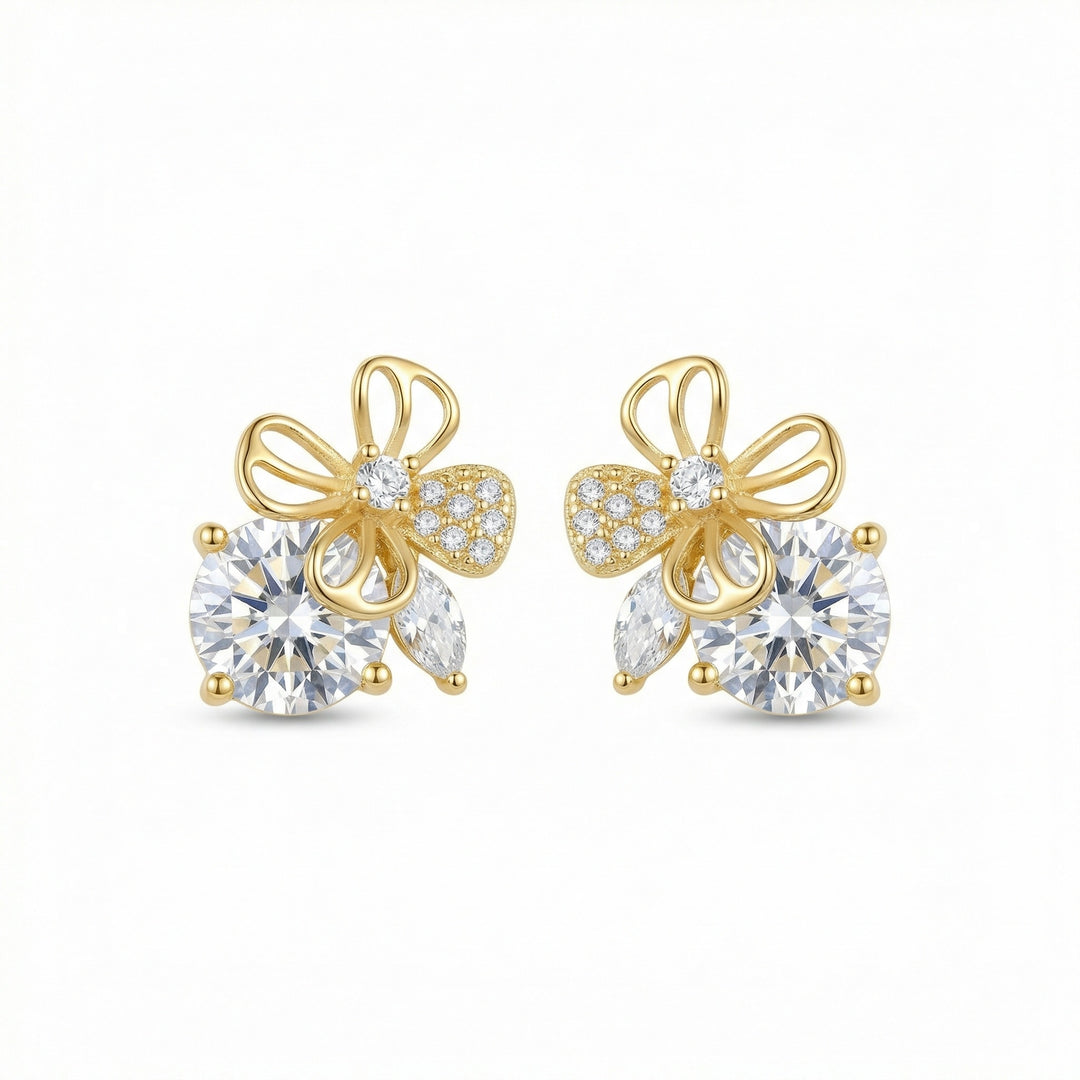 ✨ 925 Sterling Silver Sparkling Butterfly & Floral Stud Earrings with Brilliant Stone Accents ✨