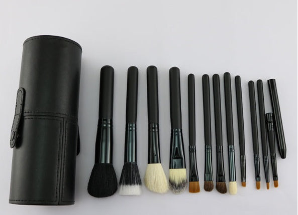✨ 12-Piece Makeup Brush Set — Cylinder Storage Beauty Tools Kit 💄