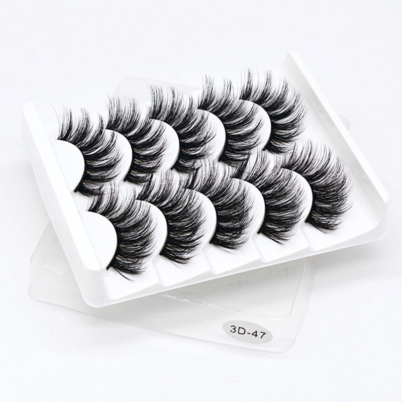 👁️✨ Hand-Made Thick & Long Natural False Eyelashes – 3D Fiber Lash Set (5 Pairs)