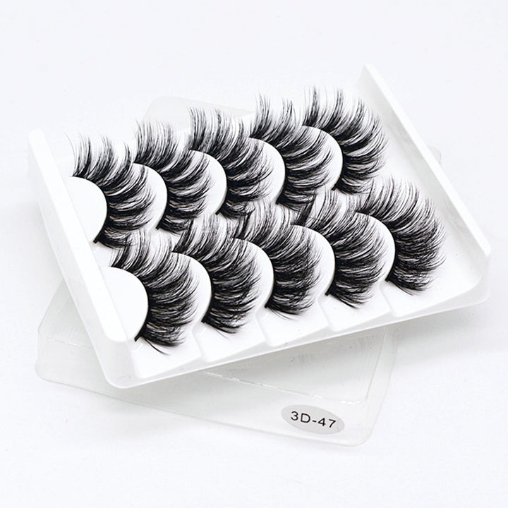 👁️✨ Hand-Made Thick & Long Natural False Eyelashes – 3D Fiber Lash Set (5 Pairs)