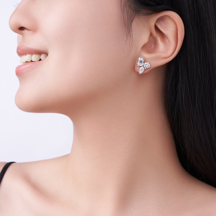 Luxury Minimalist Octagonal Moissanite Earrings – Platinum-Plated S925 Silver
