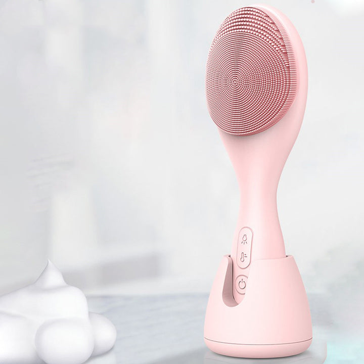 💖🧼 Electric Washing Brush | Ultrasonic Silicone Facial Cleanser with Heat & Light Therapy