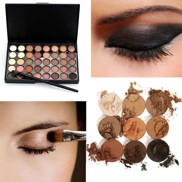 🎨✨ Matte & Glitter Eyeshadow Palette | Earth Tone Makeup Kit with Brush 💄