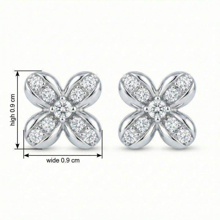 ✨ 925 Sterling Silver Round Diamond Flower Cross Stud Earrings – Pavé Sparkle Design ✨