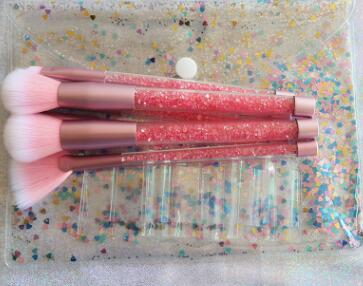 ✨ Maiden 7-Piece Makeup Brush Set — Diamond Series (Blue Hair & Pink Crystal Handle) 💎💄