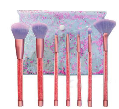 ✨ Maiden 7-Piece Makeup Brush Set — Diamond Series (Blue Hair & Pink Crystal Handle) 💎💄