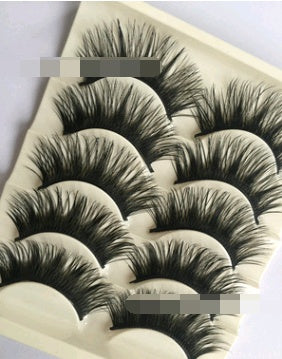 👁️✨ Thick Cross False Eyelashes – 5 Pairs Handmade Wispy Lash Set