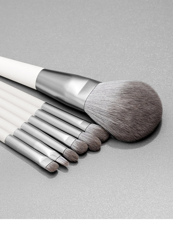 ✨ Silver Foxtail 10-Piece Makeup Brush Set — Beauty Tools Kit 💄🦊