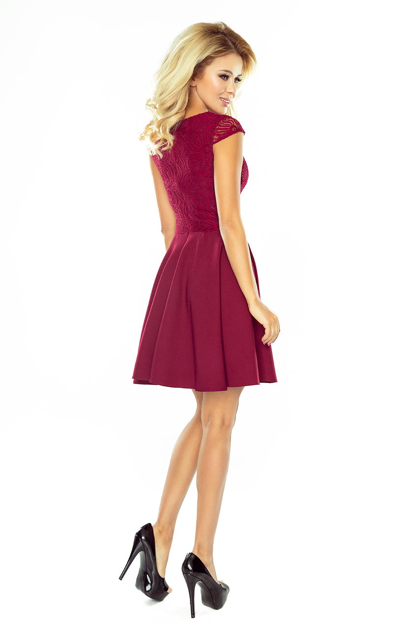 Dress MARTA with lace - Burgundy color