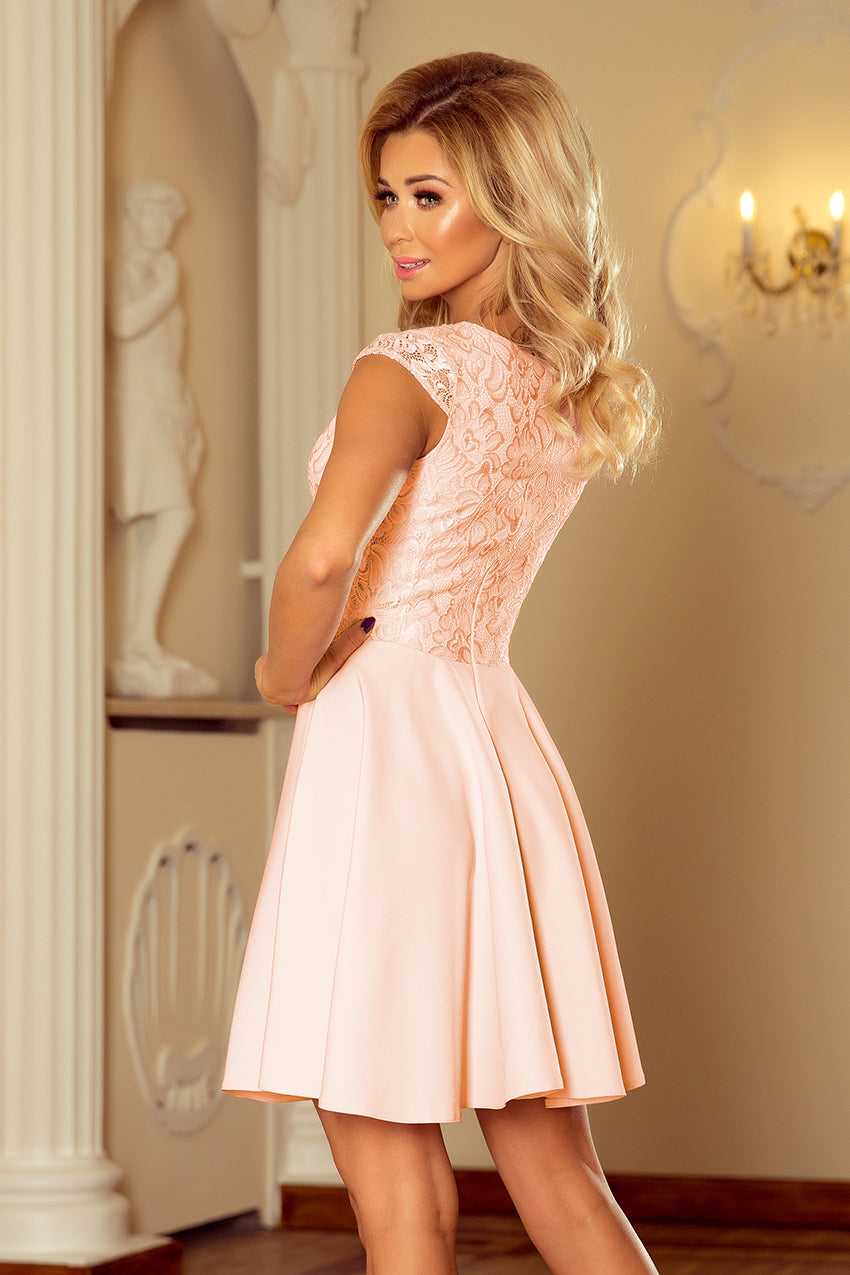 Dress MARTA with lace - peach