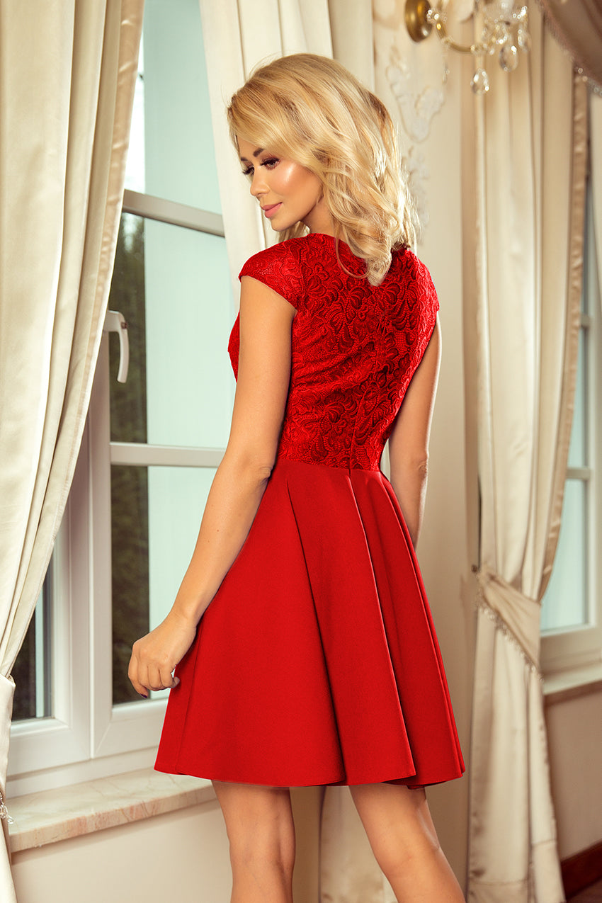 Dress MARTA with lace - red