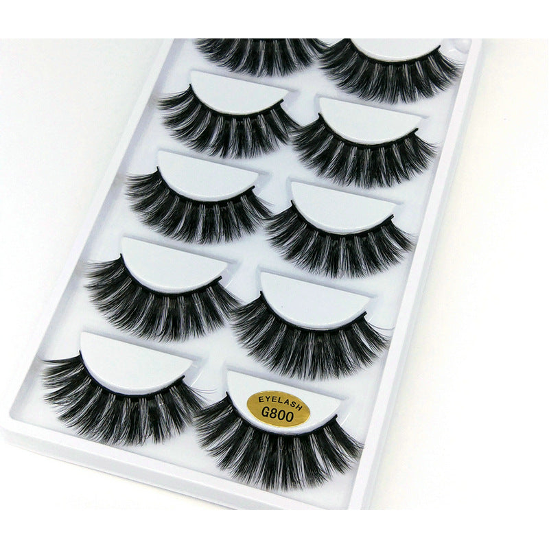 👁️✨ 3D Mink Hair False Eyelashes – Thick Volume 5 Pairs Cotton Stem Lash Set