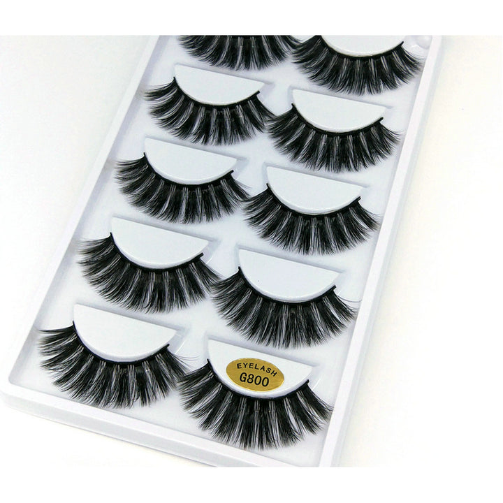 👁️✨ 3D Mink Hair False Eyelashes – Thick Volume 5 Pairs Cotton Stem Lash Set