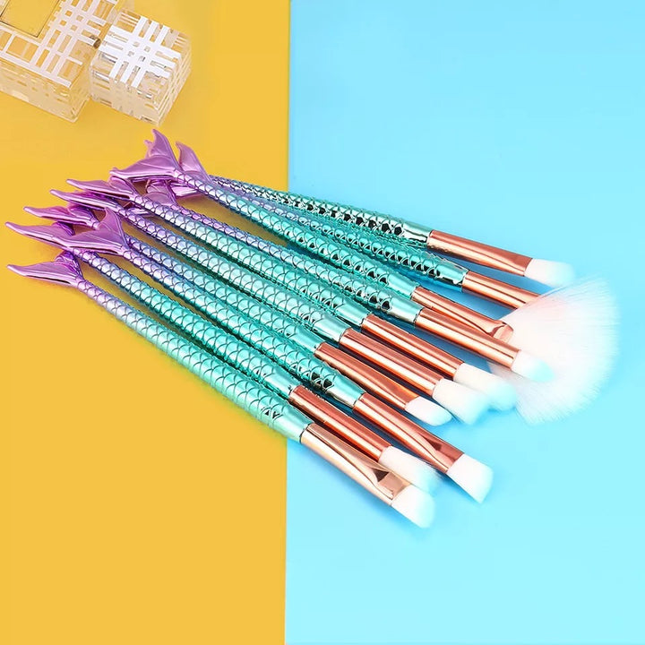 🧜‍♀️✨ Gradient Mermaid Makeup Brush Set — dive into beauty with a magical glow