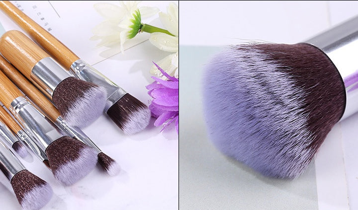 ✨ 11-Piece Bamboo Handle Makeup Brush Set — Linen Bag Beauty Tools 💄🌿