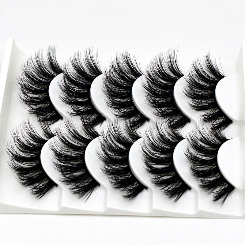 👁️✨ Hand-Made Thick & Long Natural False Eyelashes – 3D Fiber Lash Set (5 Pairs)