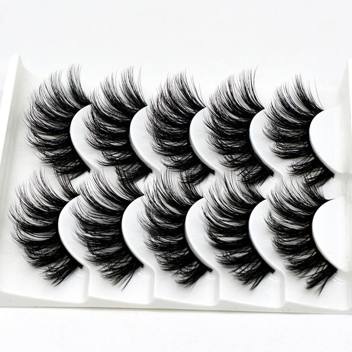 👁️✨ Hand-Made Thick & Long Natural False Eyelashes – 3D Fiber Lash Set (5 Pairs)
