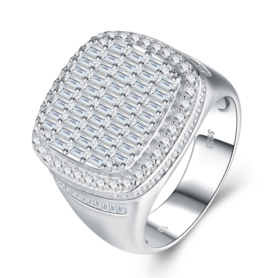 💍 Men’s Minimalist Moissanite Ring – Platinum-Plated S925 Silver (14g, Sizes 5–9) 💍