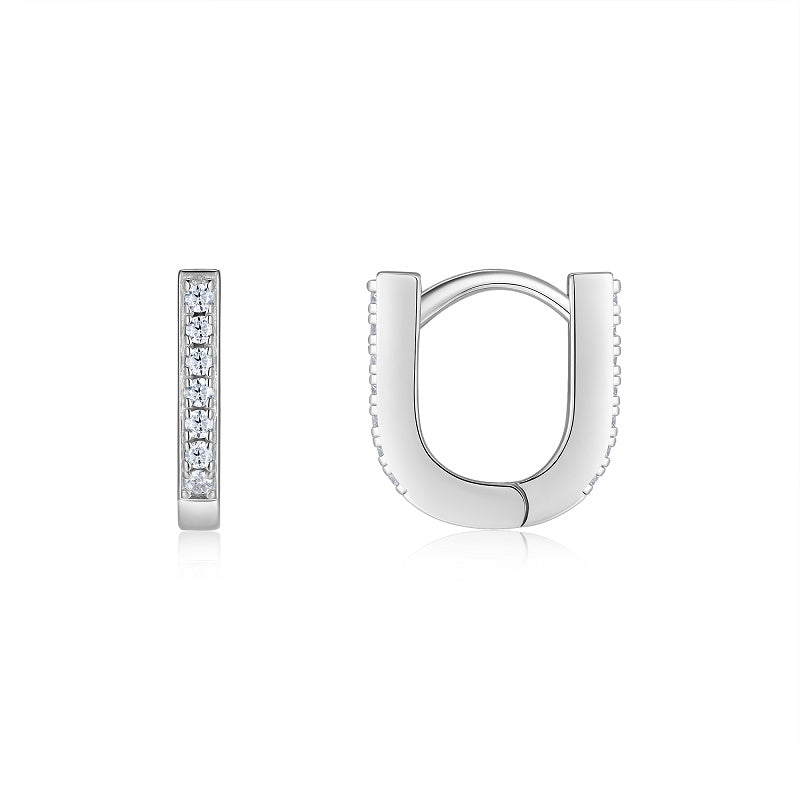 Luxury Minimalist Moissanite Loop Earrings – Platinum-Plated S925 Silver