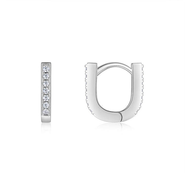 Luxury Minimalist Moissanite Loop Earrings – Platinum-Plated S925 Silver