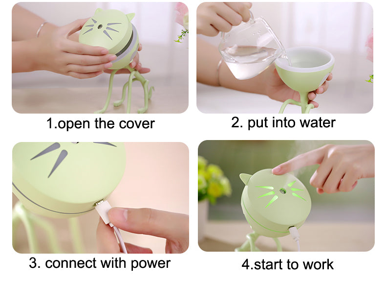 🐱💧 150ML Cat Ultrasonic Humidifier | LED Aroma Diffuser & Air Freshener 🌈✨