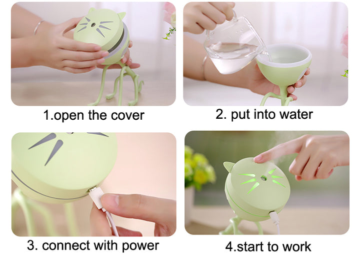🐱💧 150ML Cat Ultrasonic Humidifier | LED Aroma Diffuser & Air Freshener 🌈✨