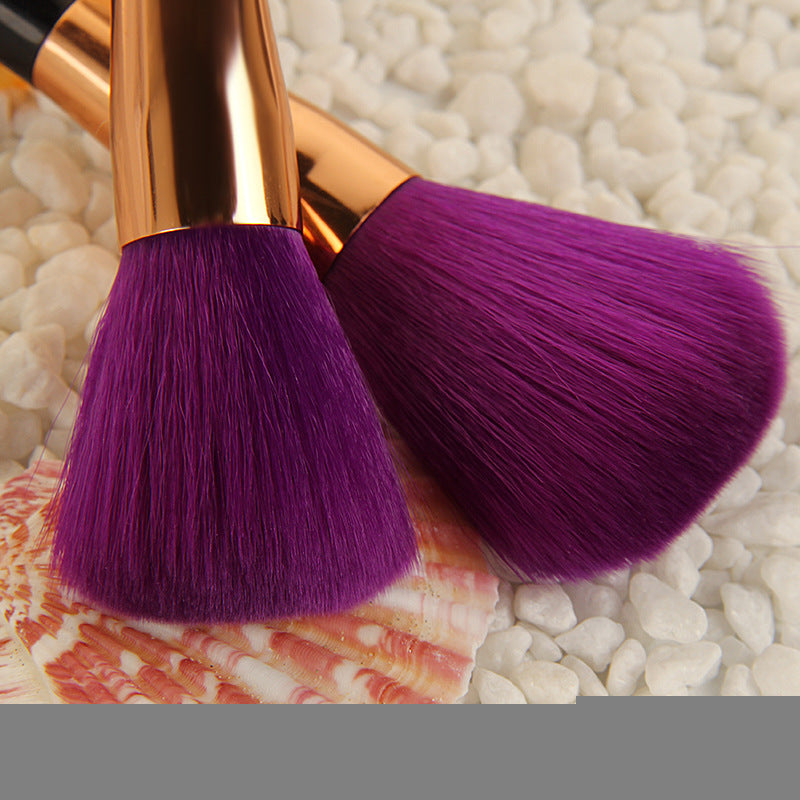 💜💚 15-Piece Makeup Brush Set – Purple & Green Bristles with Long Handle Design 🖌️✨