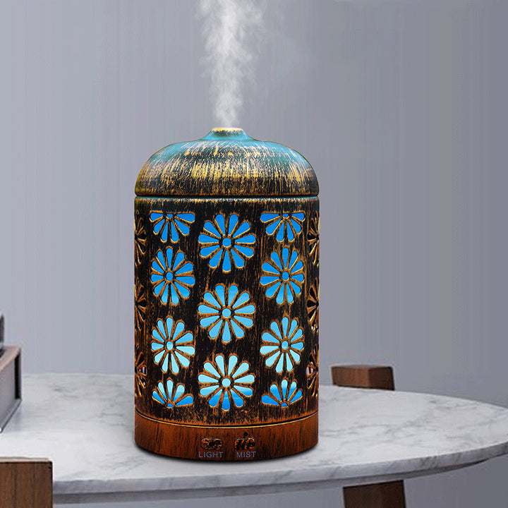 🕯️✨ Iron Work Archaic Hollow-Out Flower Aromatherapy Humidifier