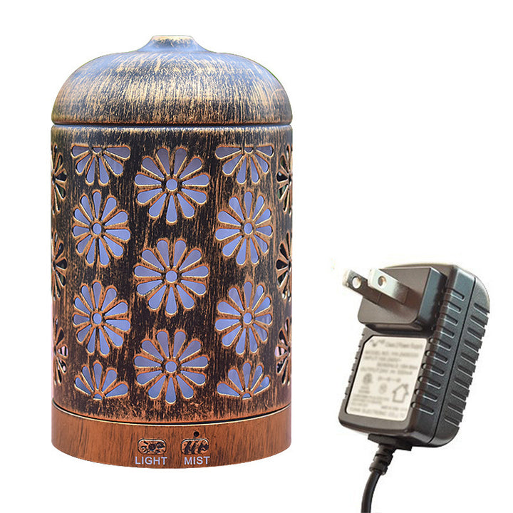 🕯️✨ Iron Work Archaic Hollow-Out Flower Aromatherapy Humidifier