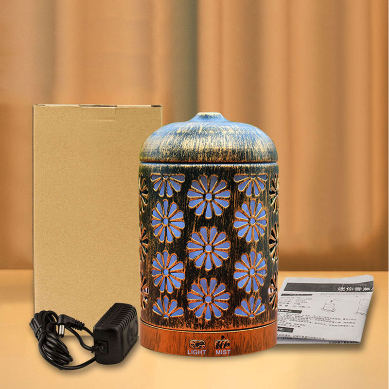 🕯️✨ Iron Work Archaic Hollow-Out Flower Aromatherapy Humidifier