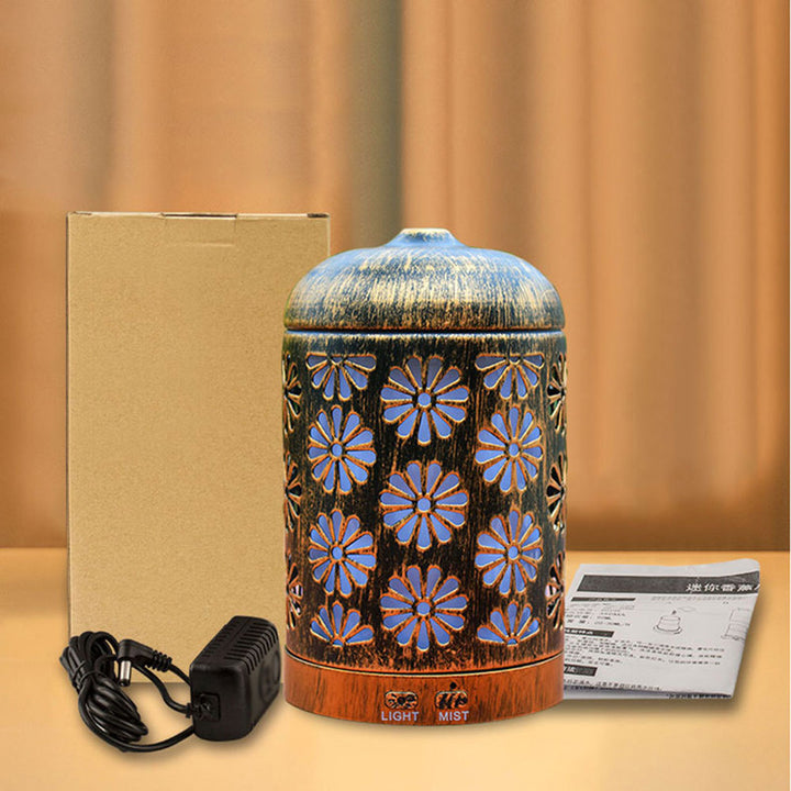 🕯️✨ Iron Work Archaic Hollow-Out Flower Aromatherapy Humidifier
