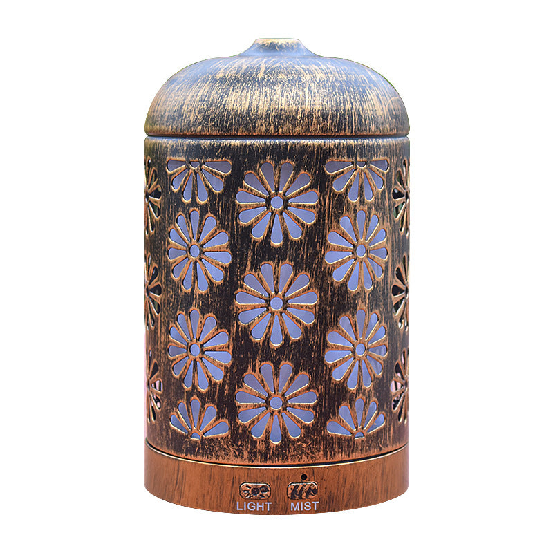 🕯️✨ Iron Work Archaic Hollow-Out Flower Aromatherapy Humidifier
