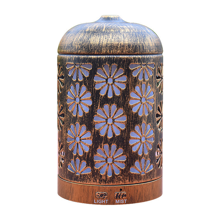 🕯️✨ Iron Work Archaic Hollow-Out Flower Aromatherapy Humidifier