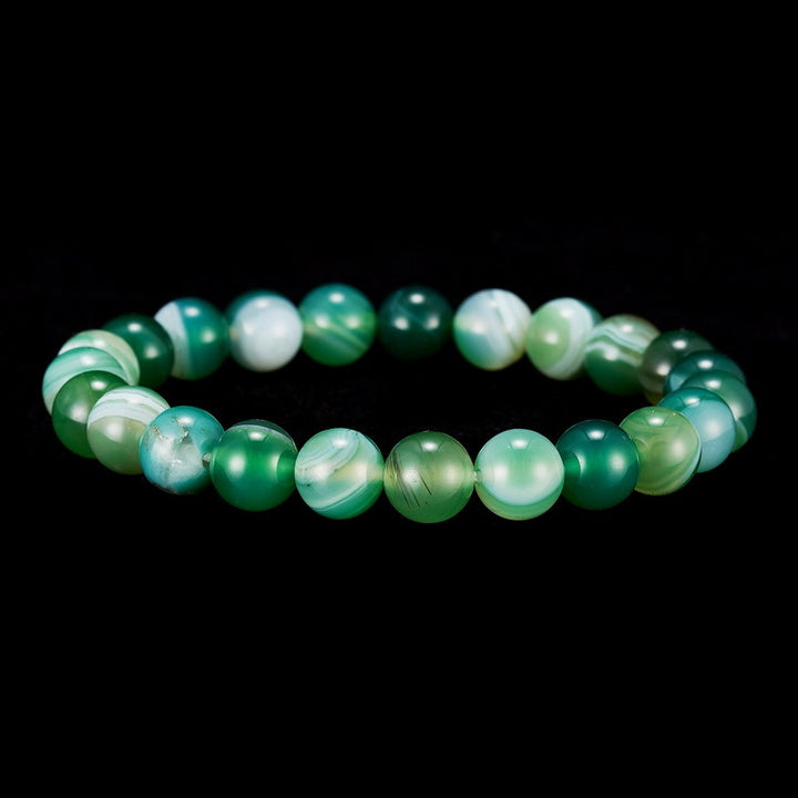 Purple Striped Agate Natural Stone Beaded Bracelet – Unisex Elastic Design