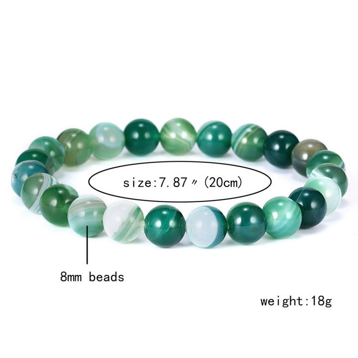 Purple Striped Agate Natural Stone Beaded Bracelet – Unisex Elastic Design